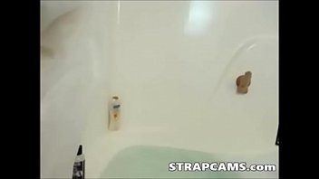 Blonde teen anal dildoing in bathroom